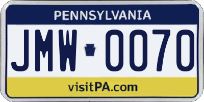 PA license plate JMW0070