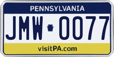 PA license plate JMW0077
