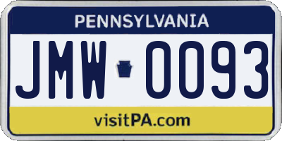 PA license plate JMW0093