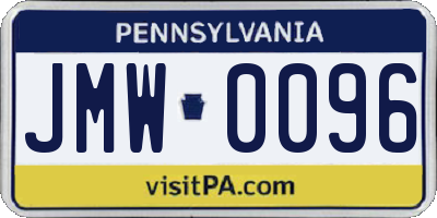 PA license plate JMW0096