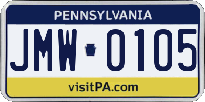 PA license plate JMW0105