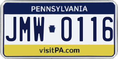 PA license plate JMW0116
