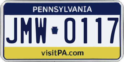 PA license plate JMW0117