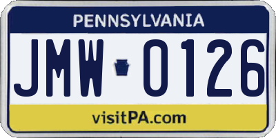 PA license plate JMW0126