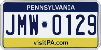 PA license plate JMW0129
