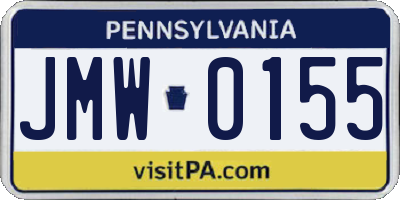 PA license plate JMW0155