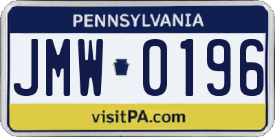 PA license plate JMW0196