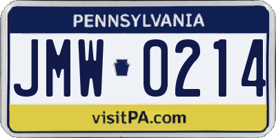 PA license plate JMW0214