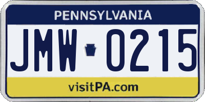 PA license plate JMW0215