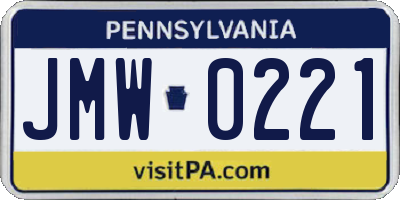 PA license plate JMW0221