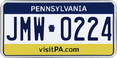 PA license plate JMW0224
