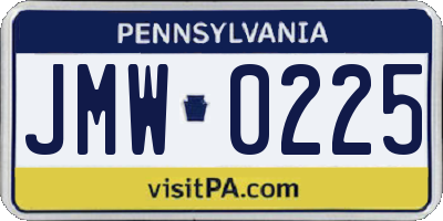 PA license plate JMW0225
