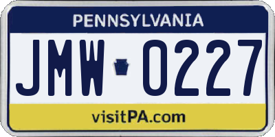 PA license plate JMW0227