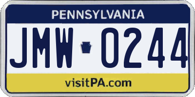 PA license plate JMW0244