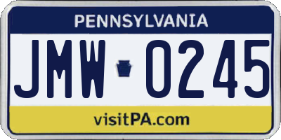 PA license plate JMW0245