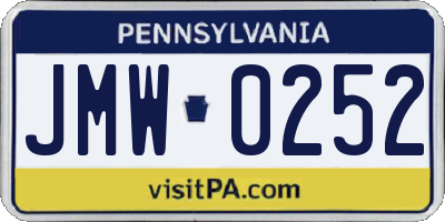 PA license plate JMW0252