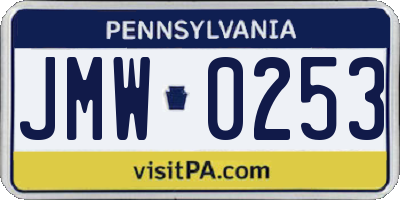 PA license plate JMW0253