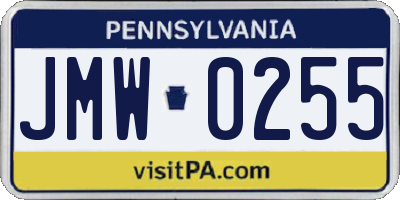 PA license plate JMW0255
