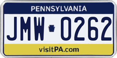 PA license plate JMW0262
