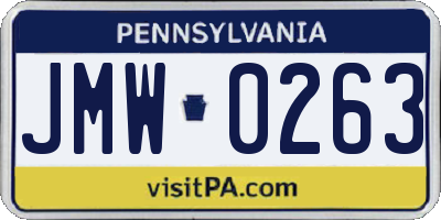 PA license plate JMW0263