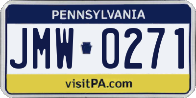 PA license plate JMW0271