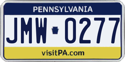 PA license plate JMW0277