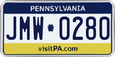 PA license plate JMW0280