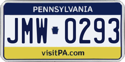PA license plate JMW0293