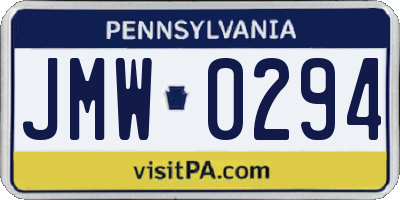 PA license plate JMW0294