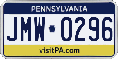 PA license plate JMW0296