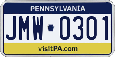 PA license plate JMW0301