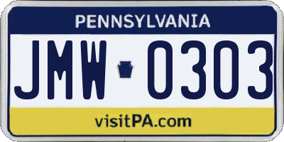 PA license plate JMW0303