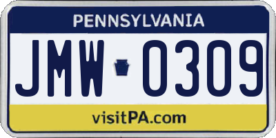 PA license plate JMW0309