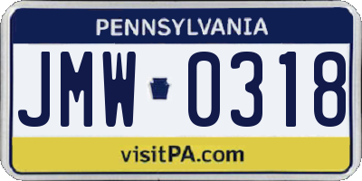 PA license plate JMW0318