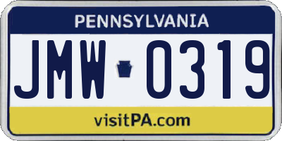 PA license plate JMW0319