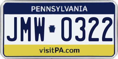PA license plate JMW0322