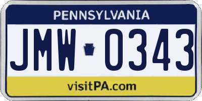 PA license plate JMW0343