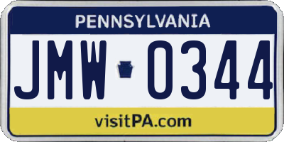 PA license plate JMW0344