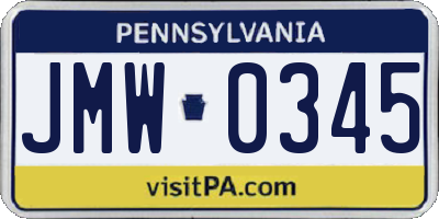 PA license plate JMW0345