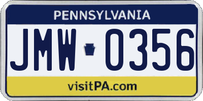 PA license plate JMW0356