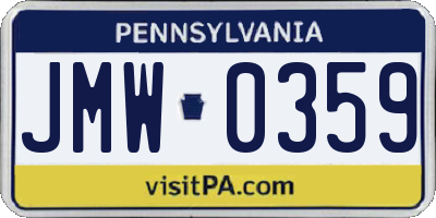 PA license plate JMW0359