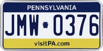 PA license plate JMW0376