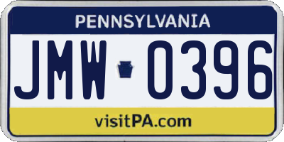 PA license plate JMW0396