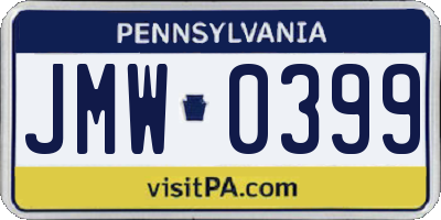 PA license plate JMW0399
