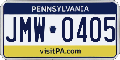 PA license plate JMW0405