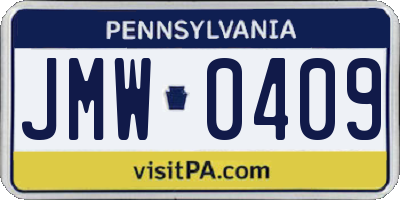 PA license plate JMW0409
