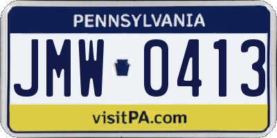 PA license plate JMW0413
