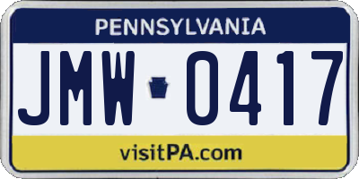 PA license plate JMW0417