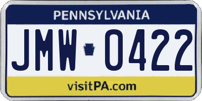 PA license plate JMW0422