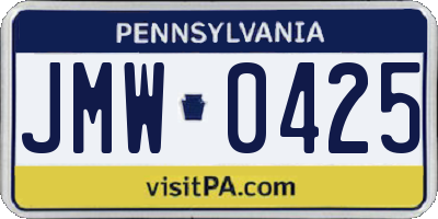 PA license plate JMW0425